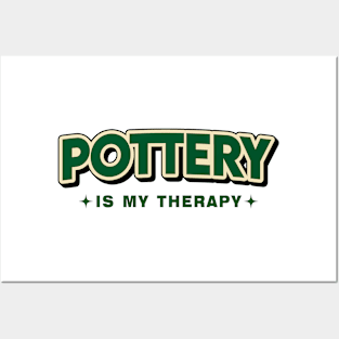 Pottery Is My Therapy Retro Style Posters and Art